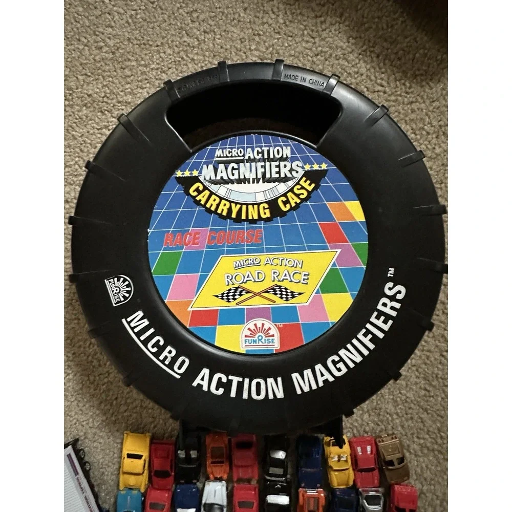 1989 Funrise Micro Action 50+ Cars, Carry Case, Accessories-Road Signs, Cones ++